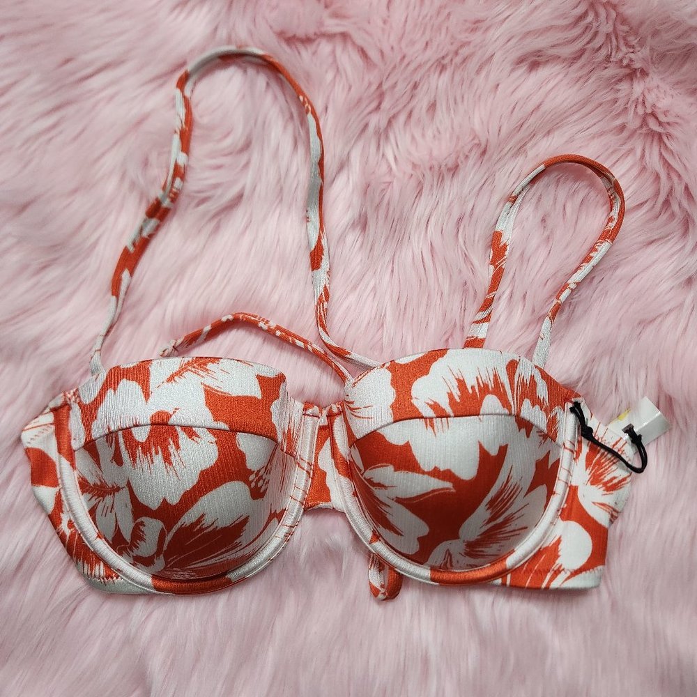 NWOT Shade & Shore Women's 34C Bikini Padded Top Swim Suit Tie Straps